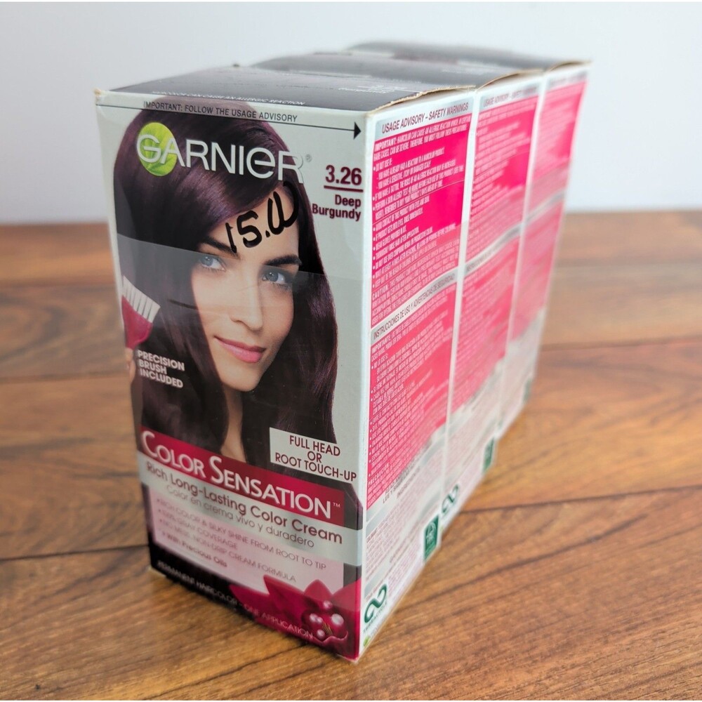 3 Garnier Color Sensation Hair Color 3.26 Deep Burgundy Full Head Root Touch up